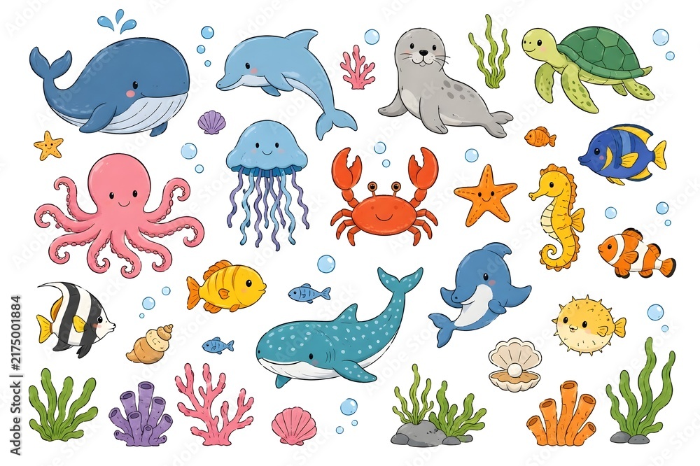 Obraz premium sea animals collection