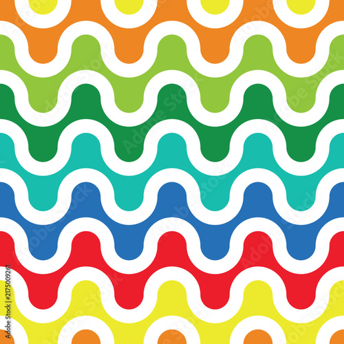 Premium vector of colorful striped wave seamless pattern. Bright multicolor background with curve texture. Geometric vibrant fluid lines for trendy wrapping paper print