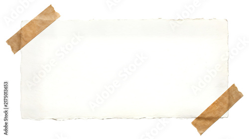 Cuadro en lienzo Vintage torn paper scrap with adhesive tape, blank white parchment note, texture