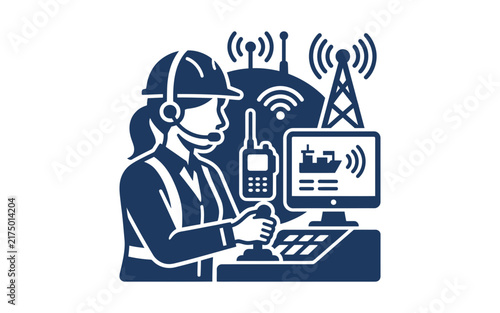 Maritime Control Room Flat Design Icon