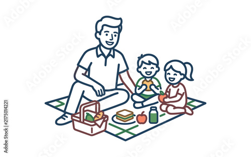 Happy Family Picnic Vector Illustration