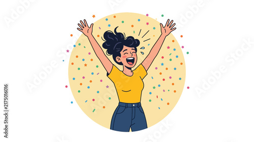 Foto Joyful Woman Celebrating with Confetti