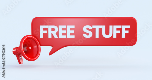 red megaphone with free stuff illustration 3d render