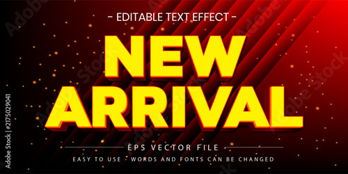 New arrival red yellow 3d editable text effect vector template