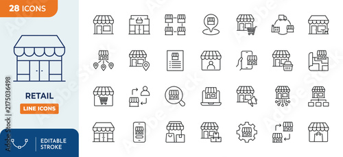 Plakat Retail Icon set. Editable stroke. Vector illustration