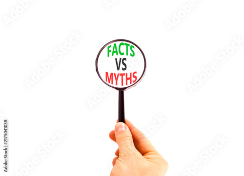 Картината върху платно Facts vs versus myths words symbol