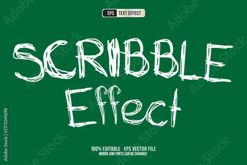 Scribble Text Effect with Hand Drawn Rough Brush Style, Editable EPS Typography