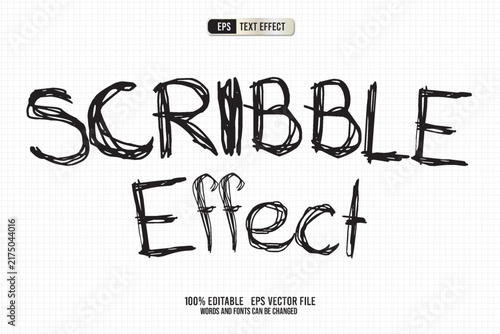 Scribble Text Effect with Hand Drawn Rough Brush Style, Editable EPS Typography