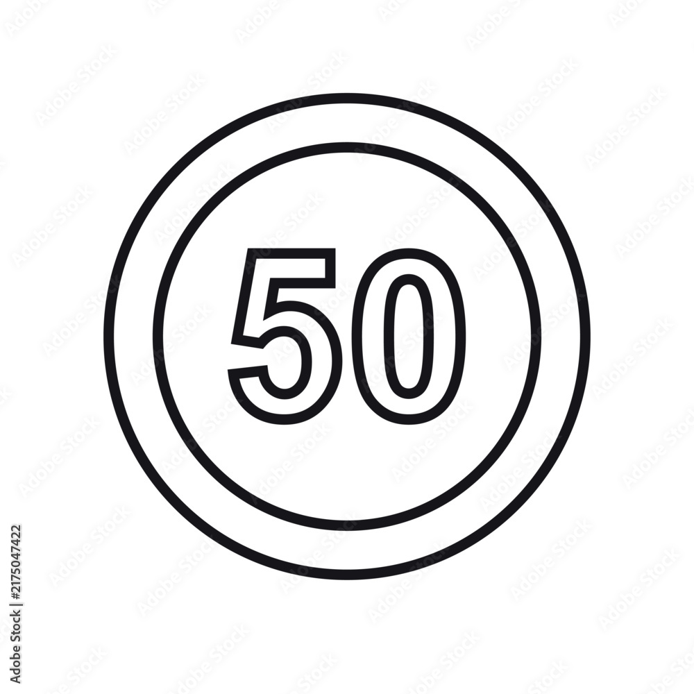 Obraz premium Vector flat outline speed limit road sign isolated on white background