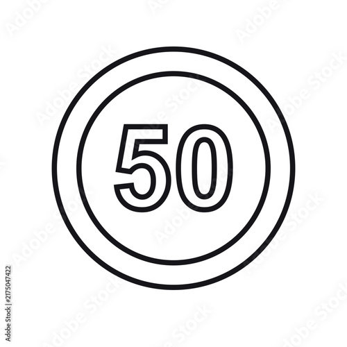 Bild auf Leinwand Vector flat outline speed limit road sign isolated on white background