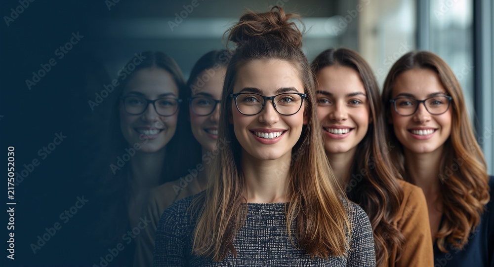 Fototapeta premium People with Glowing Employee Reviews and Joyful Faces, A group of people holding glowing employee reviews with joyful faces set against a dreamy background offering ample space for text or graphics