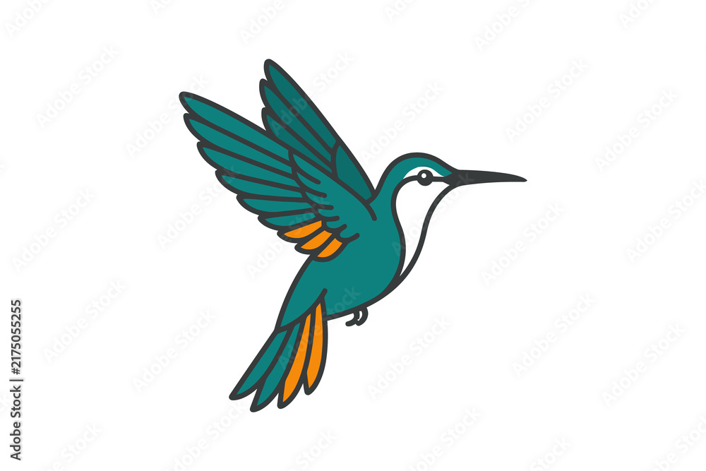 Fototapeta premium Minimalist Hummingbird Vector Illustration