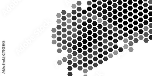 Hexagon Honeycomb Background Black White Gradient Tech Network Vector