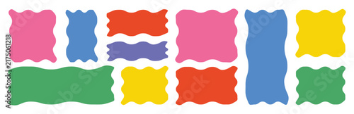 Colorful abstract irregular rectangle shape set, organic wavy frame banner sticker collection for collage vector