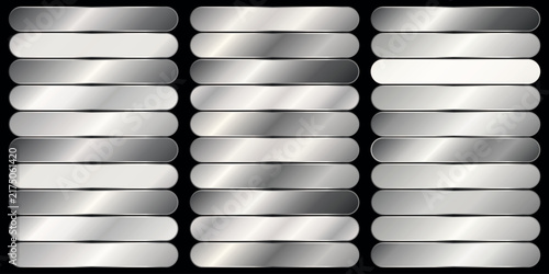 Premium Luxury Silver Metallic Gradient Collection with Mirror Gloss Reflection, Polished Chrome Finish, Elegant Brushed Metal Texture and Modern Premium User Interface Elements 