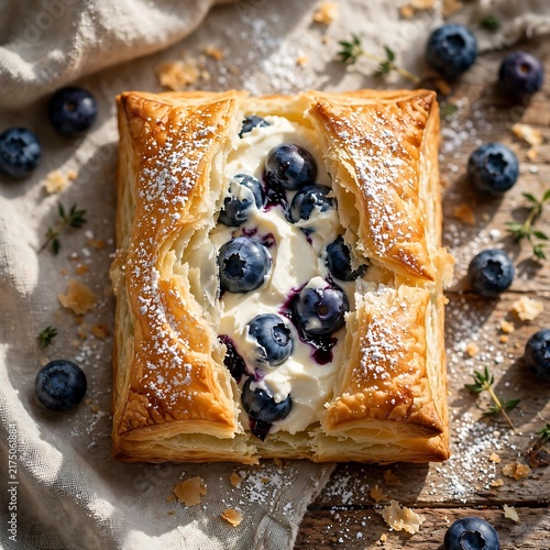 Blueberry Cream Cheese Puff Pastry with Fresh Berries