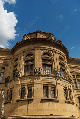 the yellow stone exterior of the nazionale centrale di firenze in florence italy