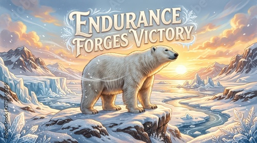 Majestic Polar Bear Stands Proudly in Arctic Landscape with 