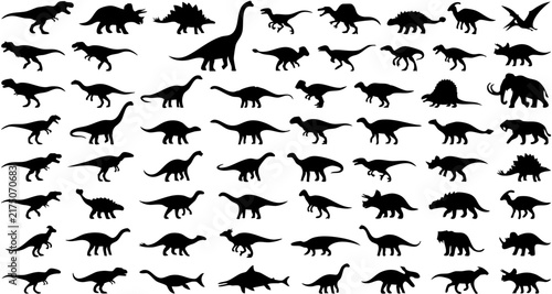 Foto Dinosaurs Silhouettes Mega Collection Set Vector