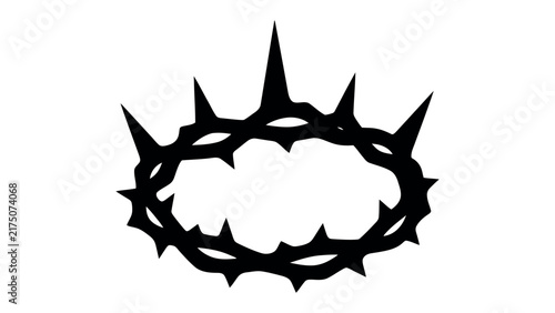 Crown of Thorns: A stark black silhouette of a crown of thorns, symbolizing sacrifice, suffering, and redemption. A powerful religious or symbolic image.