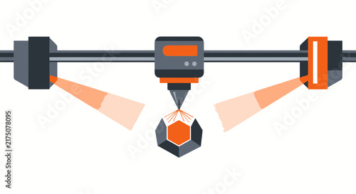 3D Printer Head Vector Illustration for Additive Manufacturing Technology
