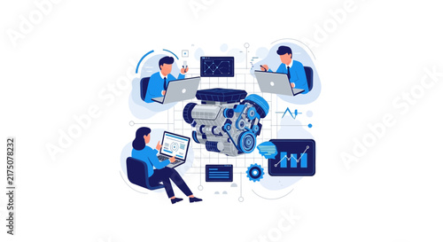 Collaborative Engineering Team Developing Digital Twin Engine Model with Data Analytics