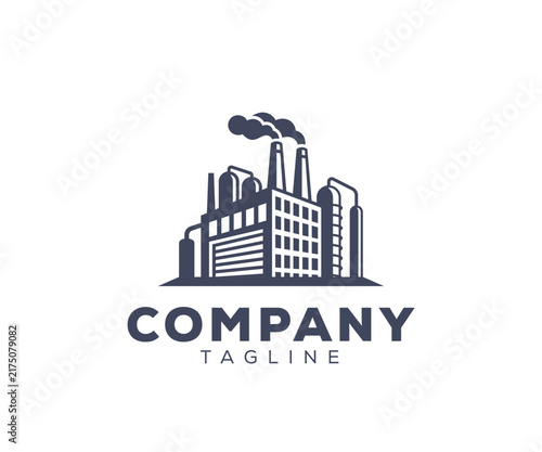 Industrial manufacturing building logo design template