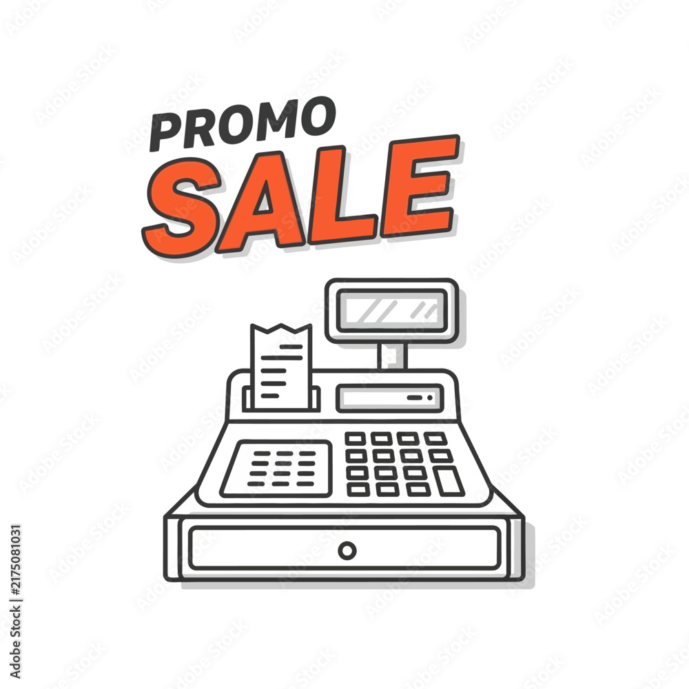 Fototapeta premium Cash Register With Receipt Icon.