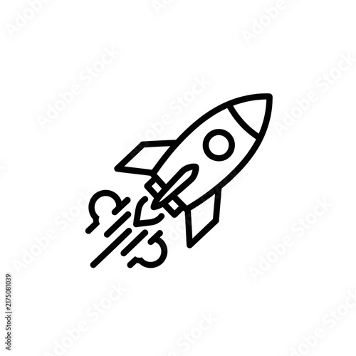 Minimalist Rocket Icon Launch Line Art.