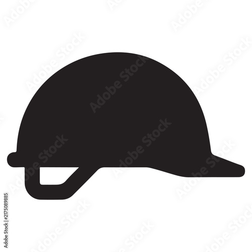 A simple black silhouette of a construction worker safety hard hat isolated on a white background, for industrial safety, and protection