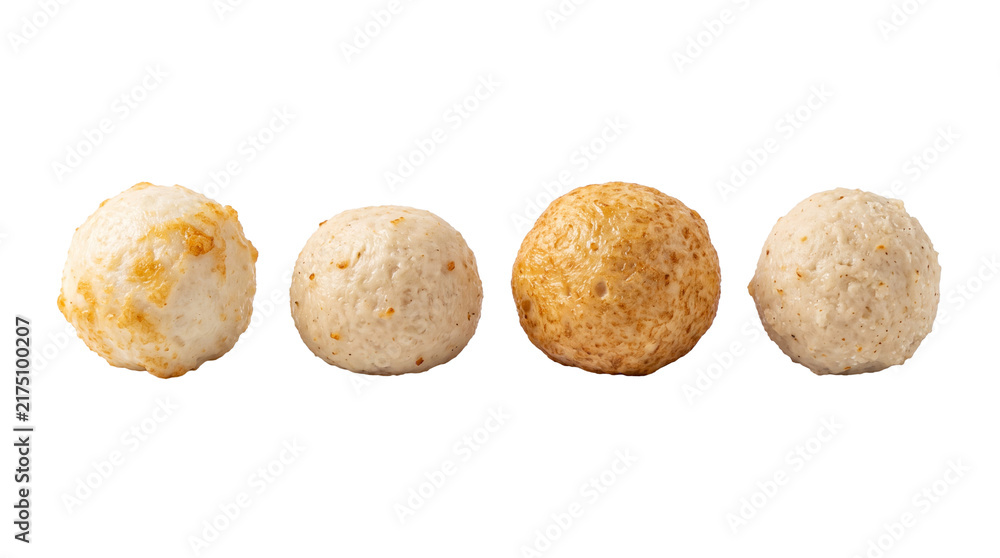 Fototapeta premium fish ball PNG set , white background as transparent