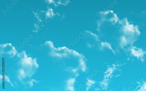 Bright Blue Sky with Soft White Clouds and Airy Cloudscape Background