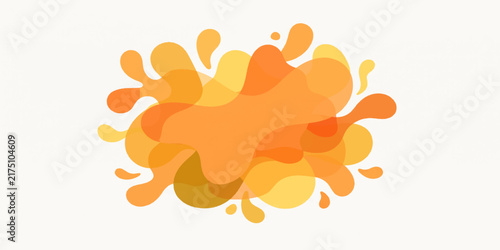 Abstract bright orange and yellow liquid paint splash isolated on a white background for creative design projects