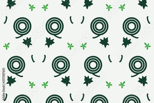 Seamless botanical pattern with scattered daisies in dark green