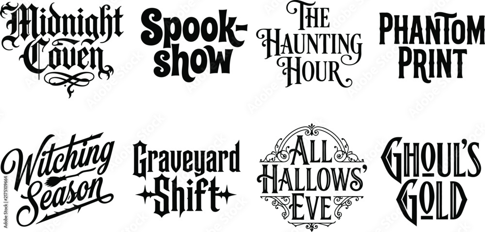 Obraz premium Halloween themed vintage style logos set