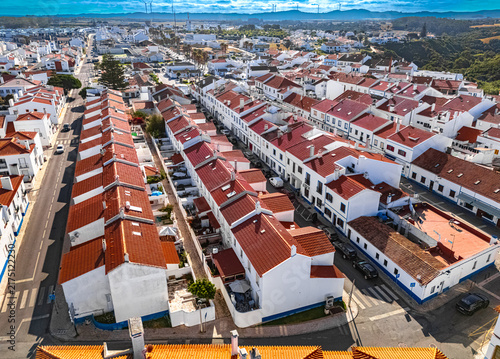 Canvastavla Aerial view of Porto Covo, Alentejo, Portugal