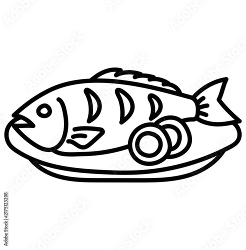 ROASTED FISH vector illustration