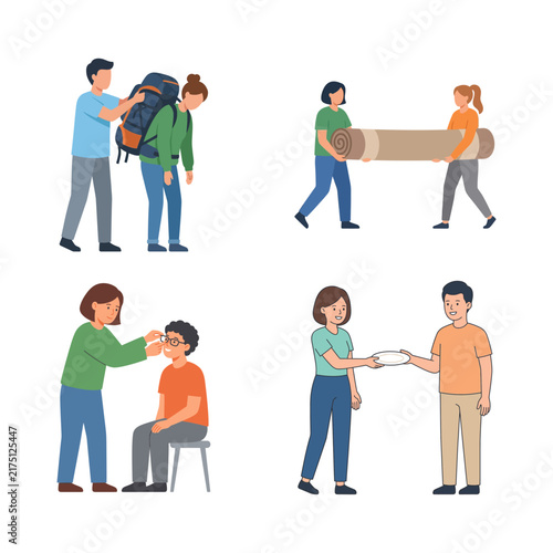 People Engaging in Helpful Collaborative Actions and Mutual Assistance Activities