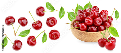 red cherry isolated on white background. clipping path