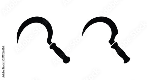 Bild auf Leinwand Two black sickle silhouettes against a white background showcase agricultural to