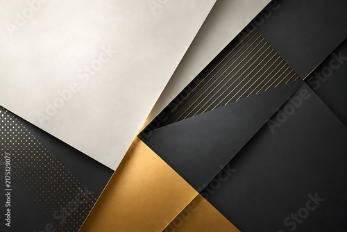 Black White and Gold Geometric Luxury Abstract Background