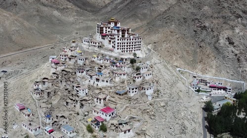 aerial footage of Chemrey monastery in Ladakh  India