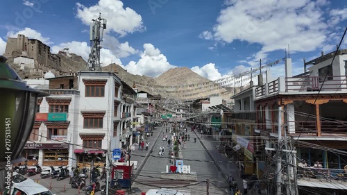 view of the city of Leh in Ladakh in the Indian Himalaya