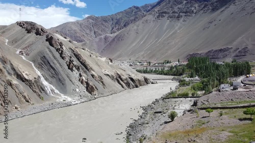 aerial view of Indus river in Ladakh  India