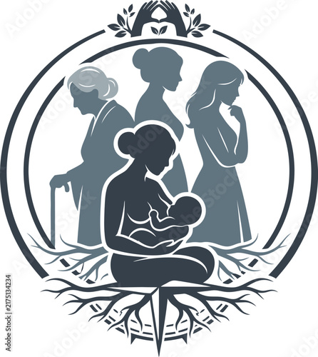 Generations Women Family Life Cycle Tree Vector