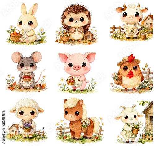 set of funny animals