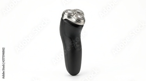 Modern electric shaver isolated on white background for male grooming and skincare routine.