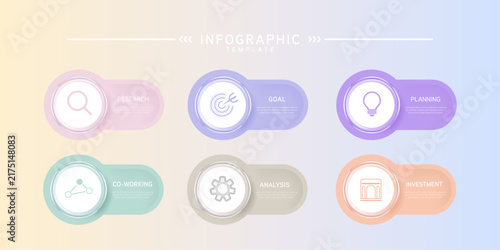 Infographic labels with icons and Neomorphism 4 step. Liquid glass and Banner. Vector illustration.