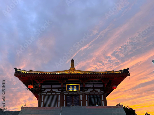 Canvas Print Ziyun Tower, the grand centerpiece of Tang Paradise in Xi’an, showcasing lavish Tang‑Dynasty architectural style and cultural opulence