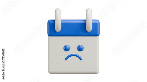 Fotografie 3D Rendered Sad Calendar Icon Representing a Negative Event or Poor Planning Sch